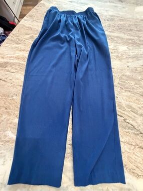 Alfred Dunner Petite 12P Royal Blue Pull On Dress Pants Stretch Slacks Career